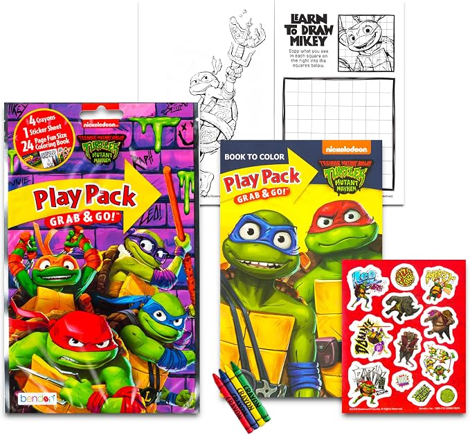 Set Of 15 Teenage Mutant Ninja Turtles Play Packs Fun Party Favors Coloring Book Crayons Stickers