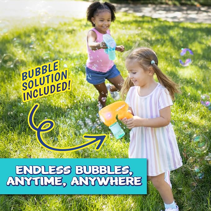 Light Up Bubble Blaster – Auto Bubble Blower for Kids, Outdoor Summer & Pool Party Toy (Includes 4oz Solution, Receive One Blaster - Color at Random)