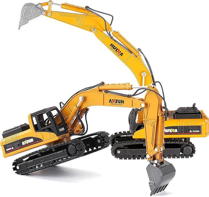Gemini&Genius Tracked Excavator Toy for Kids, 1/50 Scale Diecast Digger Construction Toy, Metal Vehicle Model with 360° Cabin Swivels, Great Gift, Playing Sand, Room Decoration and Collection for Kids