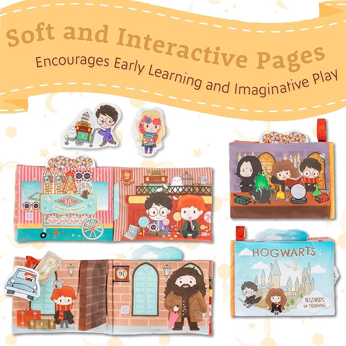 Kids Preferred Harry Potter Activity Deluxe Soft Book with Crinkle, Squeak, Peek-a-Boo Flap, and Tactile Features – 8 Inches