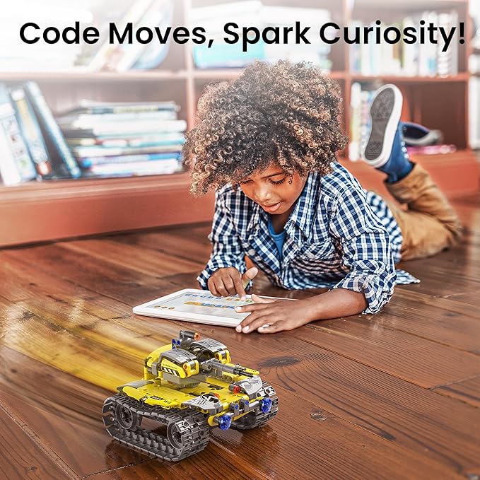 Mibido STEM Robot Building Kit Gift for Boys Ages 8-12 with Remote Control, Technic Coding Robotic Toy for Kids’ Birthday, Buildable 5-in-1 Models with 488 Pieces