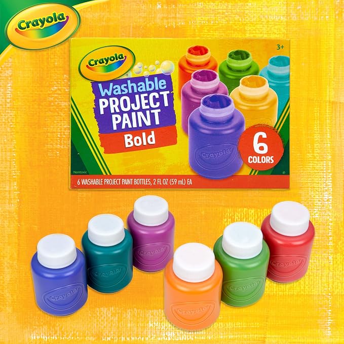 Crayola Washable Kids Paint (6ct), School Supplies, Painting Set for Kids, Spring Crafts, Art Teacher Gifts for Toddlers, Ages 3+