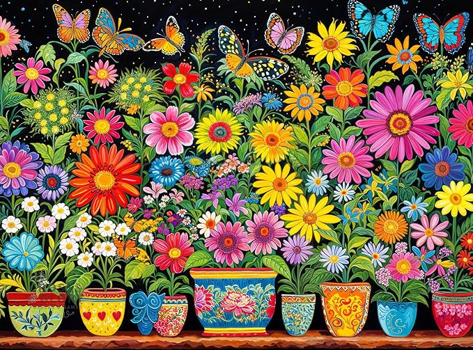 Cross & Glory | 1000 Piece Jigsaw Puzzles for Adults | Floral Fantasia: A Butterfly’s Haven | Garden Butterfly Puzzle | Satin Finish Flower Puzzles for Adults 1000 Pieces | Ages 14+
