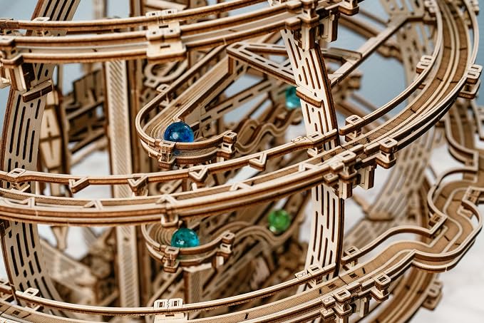 Wood Trick Wooden Marble Run Electric Motorized - 3D Wooden Puzzles for Adults to Build - 17x16 - Marble Maze Wooden Model Kits for Adults to Build