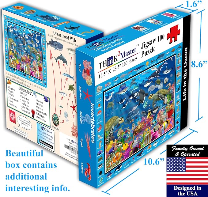 Think2Master Ocean Life Jigsaw Puzzle. Great for adiults and Seniors. Great Gift. Size:23.4” X 16.5”