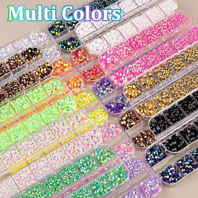 Resin Jelly Rhinestones for Crafting with B7000 Jewelry Glue, 1 Box Purplish Black AB Flatback Crystal with 3Pcs 10ml Glue, Bedazzling Non Hotfix Gems for DIY Tumblers Clothing Shoes Manicure