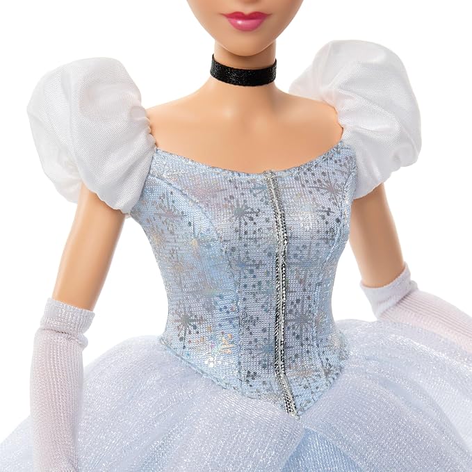 Mattel Disney Princess Cinderella Sparkling Princess Fashion Doll & Accessories with Removable Dress, Shoes, Necklace & Earrings, Inspired by Movie