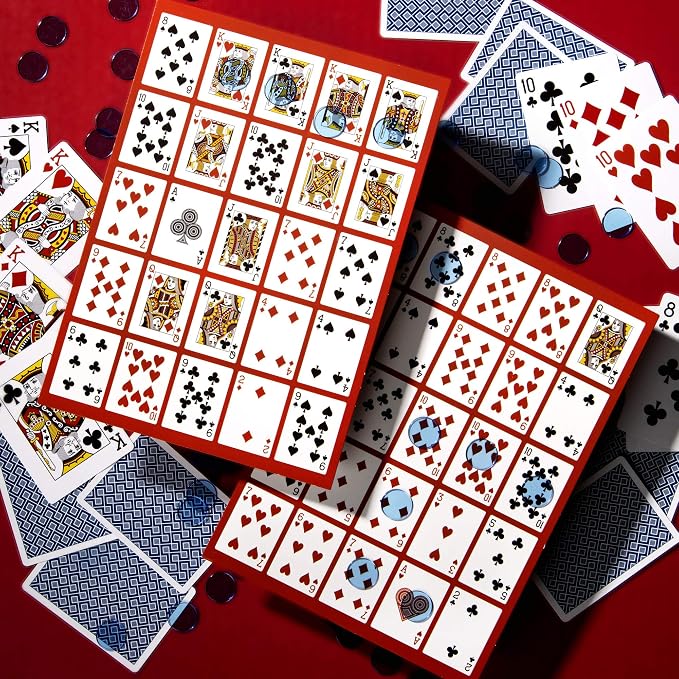 Brybelly Poker Keno Game Set with Cards and Chips - Adult Family Casino Board Game Night Gift Includes Deck of Playing Cards, 12 Boards, 200 Bingo Chips