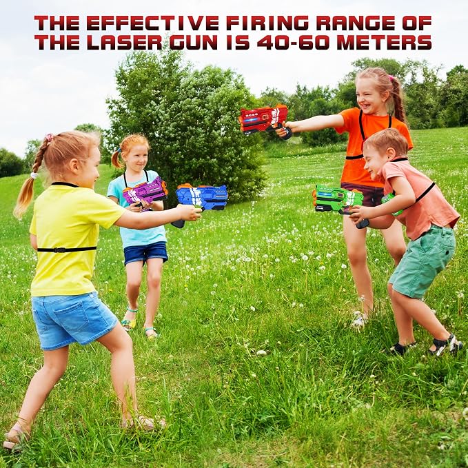 Laser Tag Guns Set of 4 Laser Tag Guns with Digital LED Score Display Vests,Gifts for Teens and Adults Boys & Girls,Adults and Family Fun,Gift for Kids Ages 8 9 10 11 12+Year Old Boy