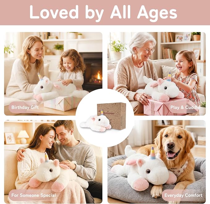 Niuniu Daddy 25" 5 lb Weighted Unicorn Stuffed Animal for Adults Kids, Giant Large Plush Toy, Soft Body Pillow for Sleeping, Huggable Gift for Everyday Comfort