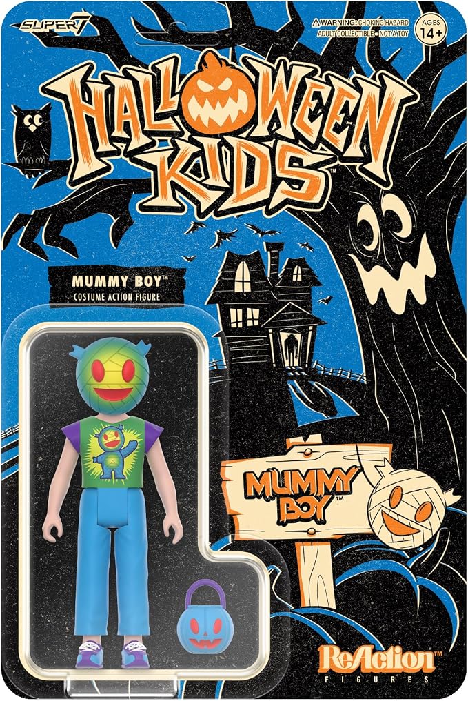 Super7 Halloween Kids Mummy Boy Reaction Figure - 3.75" Mummy Boy Action Figure with Accessory Pop Culture Collectibles and Retro Toys
