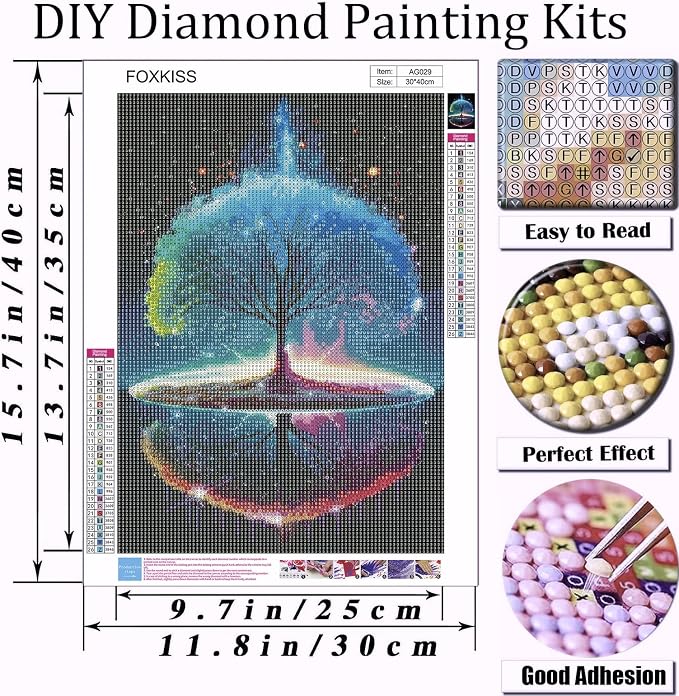Diamond Art Painting Kits for Adults - Tree of Life Full Drill Diamond Dots Paintings for Beginners, Round 5D Paint with Diamonds Pictures Gem Art Painting Kits DIY Adult Crafts Kits 12x16inch