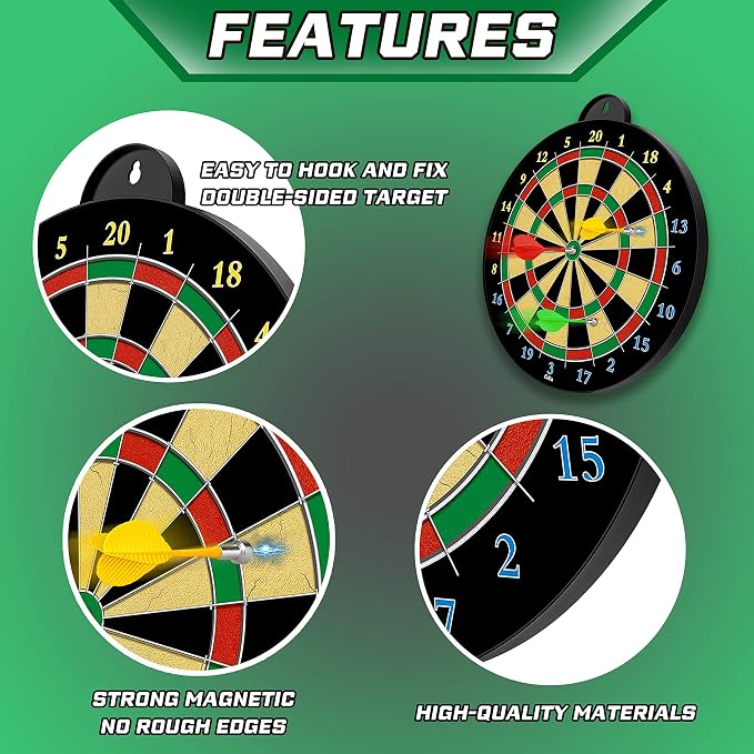 Dart Board - 12pcs Magnetic Darts - Excellent Indoor Game and Party Games - Gifts for 5 6 7 8 9 10 11 12 Year Old Boy Kids