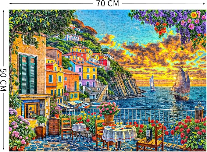 Romantic Cinque Terre Puzzles for Adults 1000 Piece, Jigsaw Puzzles for Adults, Adult Challenging Game Toys, Impossible Puzzle, Family Decoration Puzzle