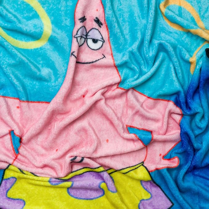 Silver Buffalo Spongebob Squarepants Featuring Patrick in Fishnets and Boots 45" x 60" Fleece Throw, Soft and Cozy Blanket, 185 GSM