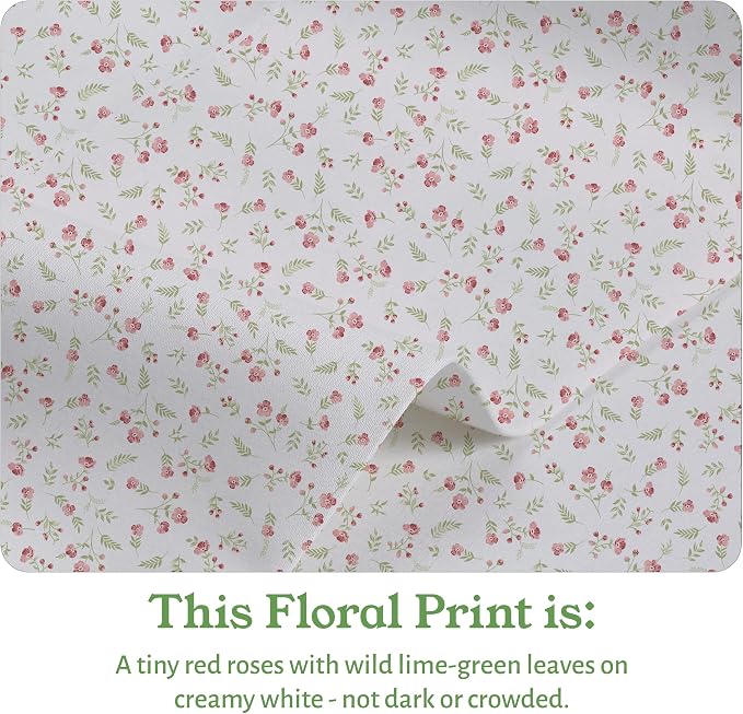 California Design Den Cal King Floral Sheet Set, 100% Organic Cotton Percale Sheets, Deep Pocket California King Sheets & Pillowcase Set - Floral