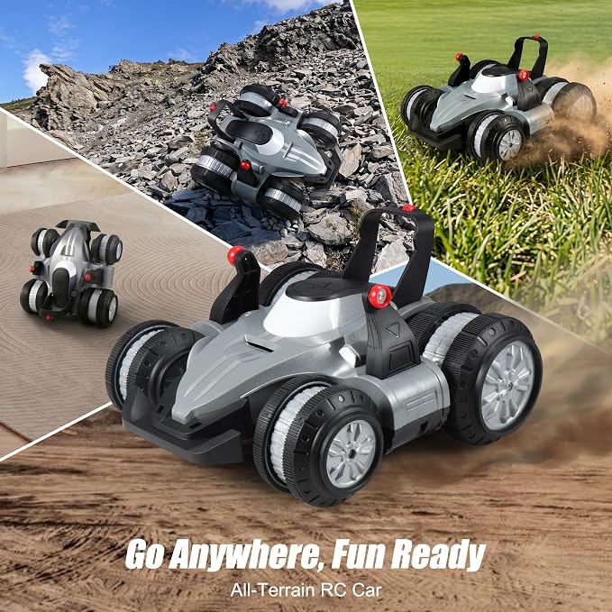 RC Drift Car for Kids, 360° Vertical Rotation, 4WD Drift Remote Control Stunt Car with LED Lights, Gift for Boys Girls Ages 6-12