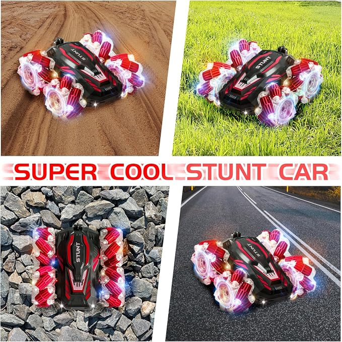 Gesture Sensing RC Stunt Car, 4WD Remote Control Cars, Cool Lighting and Music, Double-Sided Rotating Off-Road Vehicle 360° Flipping Car, Present for Boys and Girls Aged 6-12