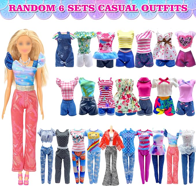 Style Shine Doll Clothes and Accessories Set, Wedding Gowns, Evening Dresses, Fashion Dresses, Casual Outfits Top and Pant, Swimsuit Bikini, Hangers, Shoes and Accessories Toys for Girl Gift