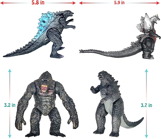 TwCare Set of 8 King Kong vs Godzilla Toys Movable Joint Action Figures King of The Monsters Birthday Dinosaur Kid Gift Cake Toppers