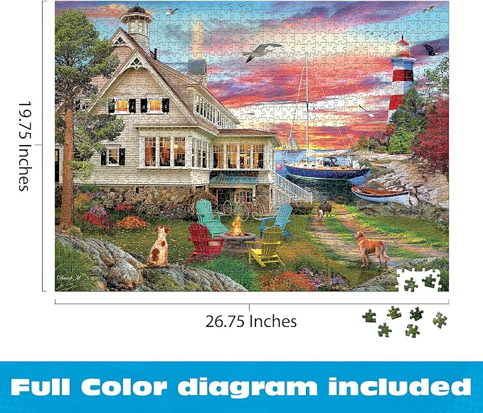 Buffalo Games – 1000 Piece David Maclean My Ocean Hideaway Jigsaw Puzzle Colorful Puzzle for Adults – Precision-Cut Pieces, Beautiful Artwork, and Hours of Relaxing Fun