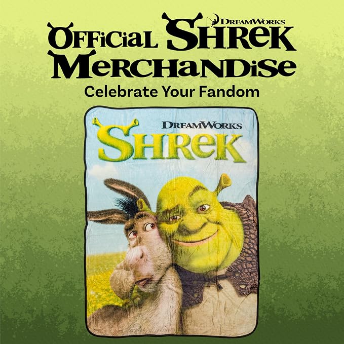Silver Buffalo Shrek Donkey and Shrek Hugging 45" x 60" Fleece Throw, Soft and Cozy Blanket, 250 GSM