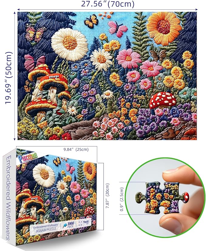 Puzzles for Adults 1000 Pieces, Vintage Wildflowers Jigsaw Puzzles Impossible Hard Difficult Challenging Puzzle, Flowers Puzzle for Family Games Gift, 27.5 x 19.7 Inch