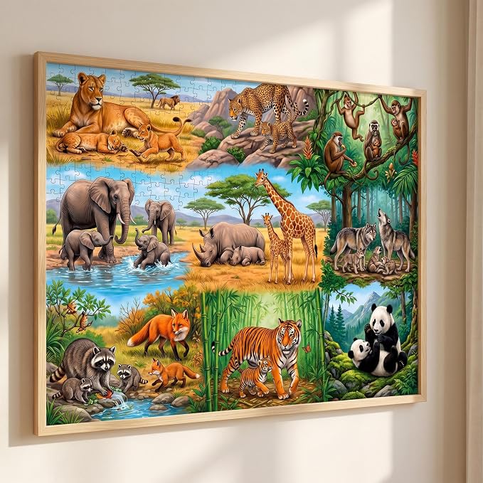 Nattork Jigsaw Puzzles 1000 Pieces for Adults, Families (Animal Family) Pieces Fit Together Perfectly