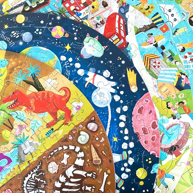 boppi Space Round Jigsaw Puzzle with 100% Recycled Card Solar System Astronauts 150 Pieces for Children 5 6 7 8 Years 58cm Diameter