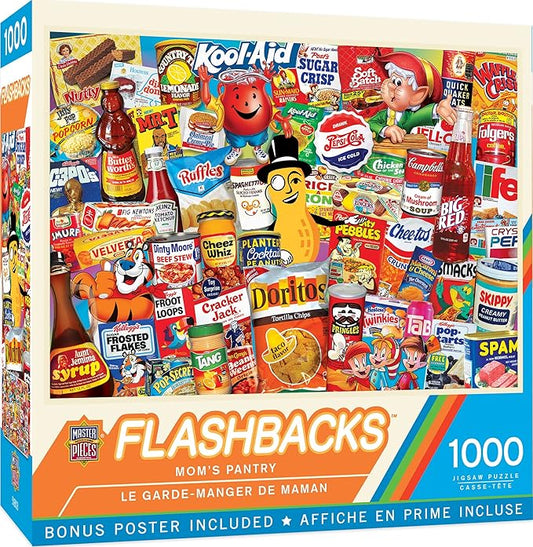 MasterPieces Puzzles 1000 Pieces Mom’s Pantry Collage Jigsaw, Vintage Kitchen Artwork, Jigsaw Puzzles 1000 Pieces, Random Cut, Non Glare Matte Finish, Bonus Poster, Recycled Board, Giftable Display