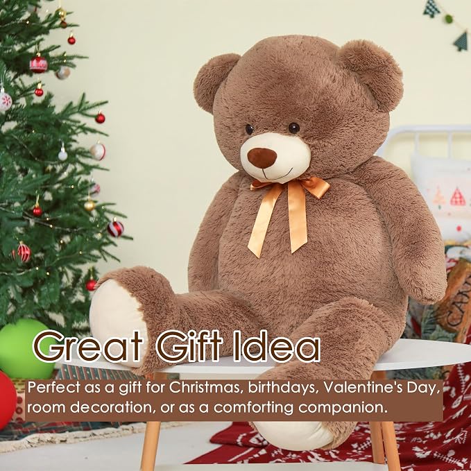 Tezituor Big Teddy Bear,52'' Giant Stuffed Animal Plush Toys for Adults Children,Girlfriend Soft Life Size Bears Plushie Gifts for Valentine, Christmas, Birthday,Baby Shower Decoration