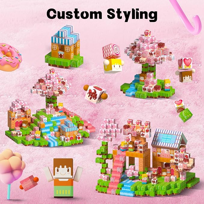 150 PCS Magnetic Building Blocks Toys,Magnet Cubes Pink Princess Set for Kids Age 3+ Girls Stacking Magnetic Titles for Kids STEM Montessori Learning Toys Birthday Gifts