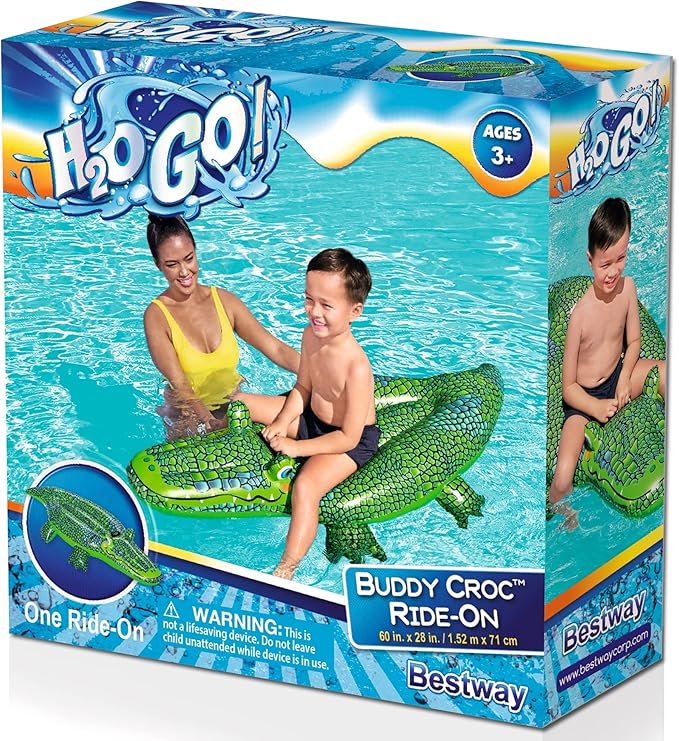 Bestway H2OGO! Buddy Crocodile Kids Ride-On Pool Float 60" x 28"