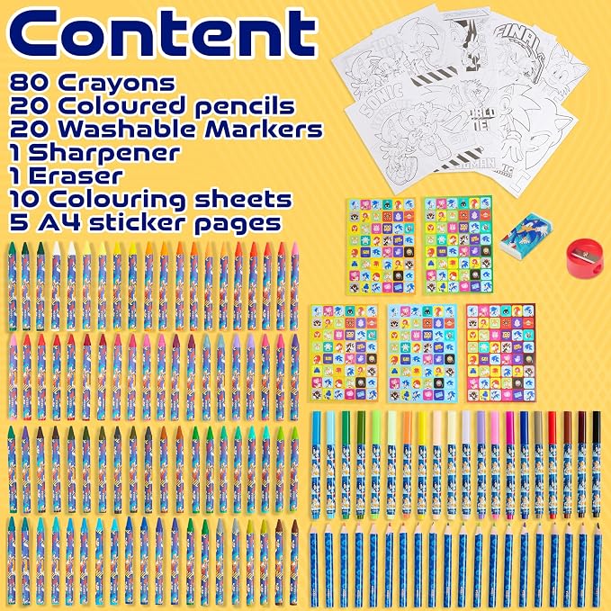 Get Trend Sonic THE Hedgehog Art Set for Kids with 137 Pcs, Art Supplies - Gifts for Boys