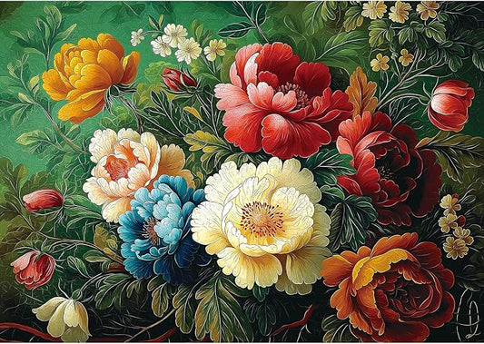 Jigsaw Puzzles for Adults 1000 Pieces Vintage Paint Flower Jigsaw Puzzles Challenge Art Puzzle for Adult with Letters on Back for Gift Home Wall Decor, Dust Free (27.5"x19.7")
