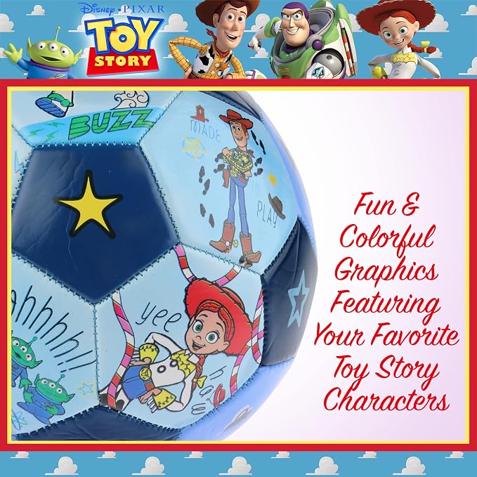 Disney Pixar Toy Story Soccer Ball, Stars Design Youth Kids Mini Soccer Ball, Blue, Size 3