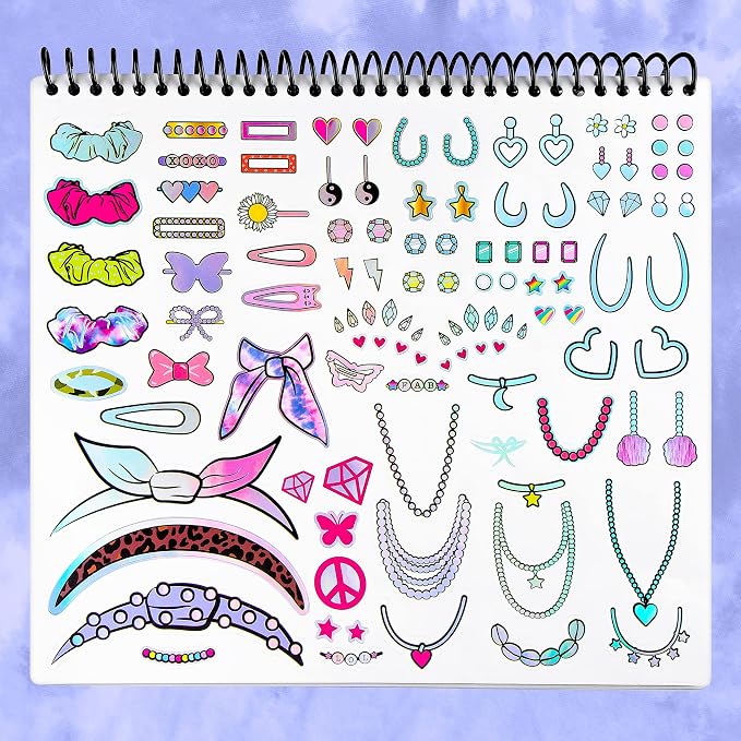 Fashion Angels Make-up & Hair Design Sketch Portfolio, Includes 40 Sketch Sheets, 4 Stencil Sheets & Stickers, Sketchbook for Beginners & Kids Ages 6+