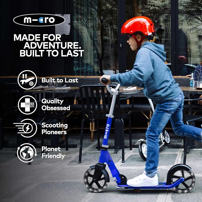 Micro Kickboard | Cruiser LED Kids Scooter for Ages 6–12 | 2 Wheel | Foldable with Kickstand | Adjustable Handlebar | Motion-Activated PU LED Wheels | Swiss Design