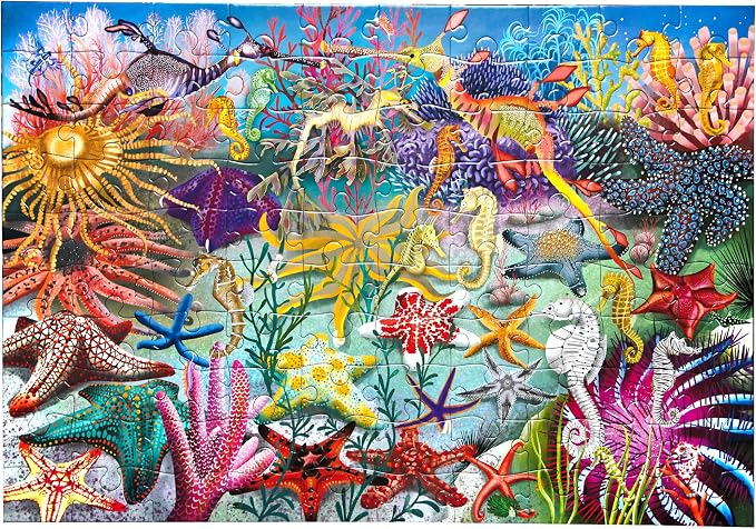 eeBoo 100 Piece Puzzle for Kids - Seahorses & Sea Creatures Children's Puzzle Ocean Life, Large Pieces for Small Hands to Develop Motor Skills