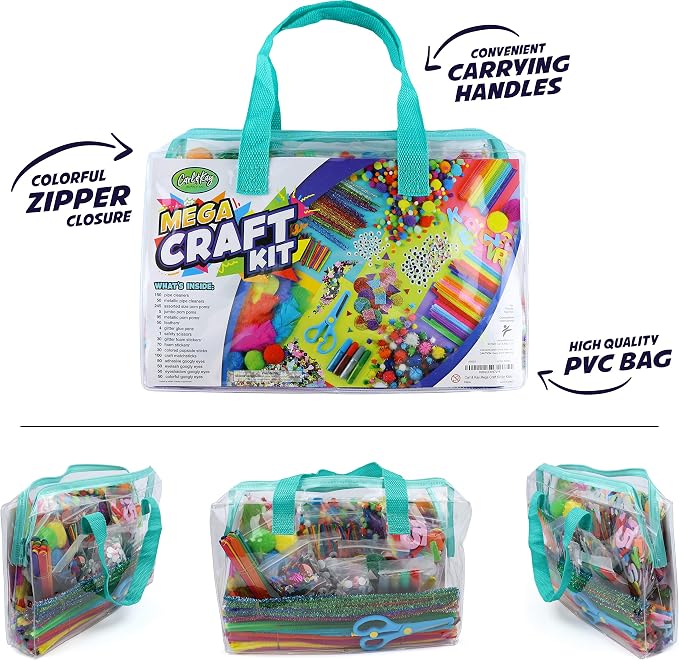 Mega Arts and Crafts Supplies Kit for kids - Boys and Girls age 4 5 6 7 8 years old - Toddler Art Set Activity Materials Bag - Great for Preschool, kindergarten, and Homeschool DIY Crafting Projects