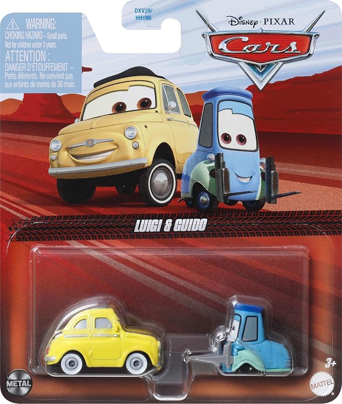 Mattel Disney and Pixar Cars 1:55 Scale Die-Cast Vehicles, Collectible Toy Cars, Luigi & Guido