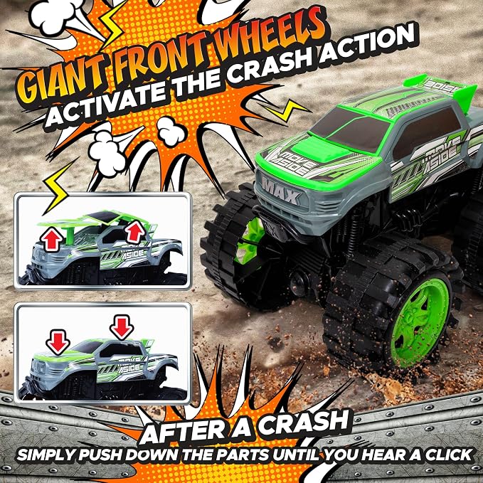 Team Power Exploding Monster Truck Toy with Explosive Crash Sounds and Lights, Smash It Up Again and Again, 8.7” Monster Truck Toys for Boys Kids Ages 3, 4-7 & Above | Toddler Toys Boy Birthday Gifts