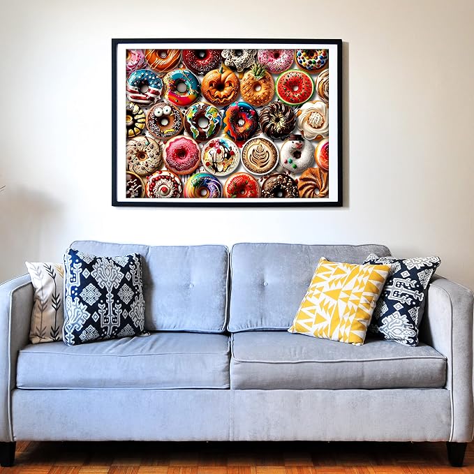 Think2Master Donuts 250 Pieces Jigsaw Puzzle. Perfect White Elephant Gag Gift. Fun Puzzle for Families. Great Gift for Adults and Teens. Size: 14.2” X 19.3”