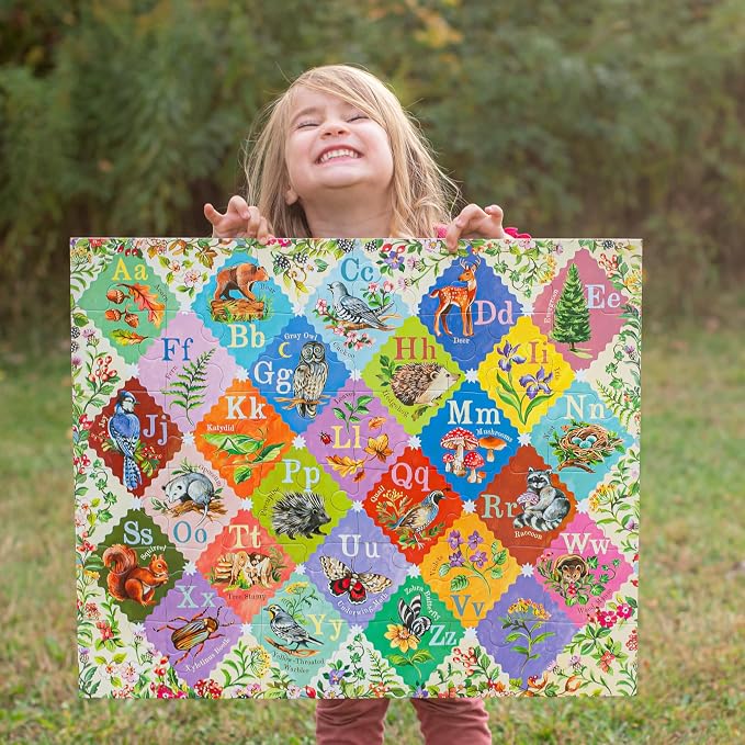 eeBoo 36 Piece Giant Floor Puzzle - A is for Acorn Children's Puzzle Alphabet & Animal Themed, Large Pieces for Small Hands to Develop Motor Skills