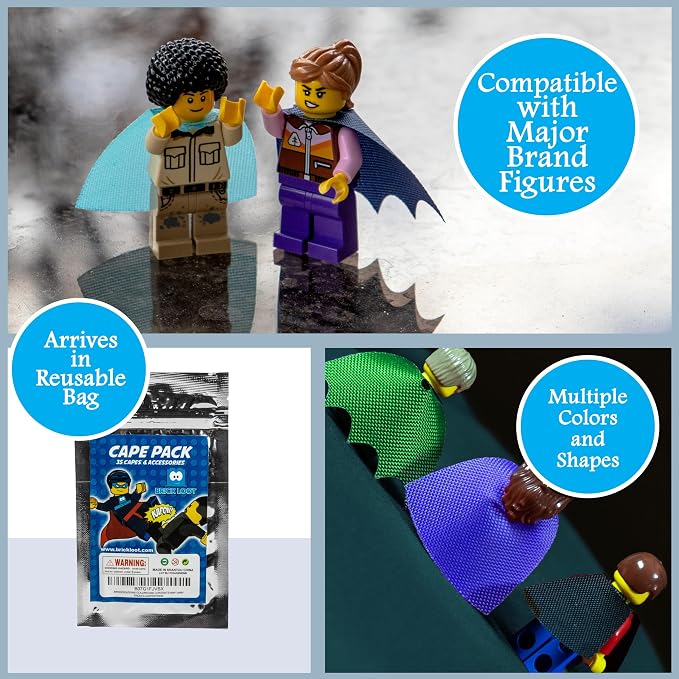 Brick Loot Superhero Capes for Minifigures, 35 Piece Mini Figure Cape Accessory Pack, Durable Fabric, Action Hero Costumes for Building Figures, Compatible with Major Brands, Gift for Kids Ages 6+