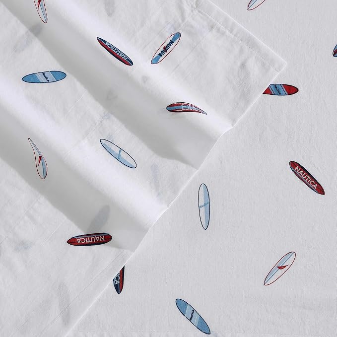 Nautica - King Sheets, Cotton Percale Bedding Set, Casual Home Decor (High Surf Navy, King)