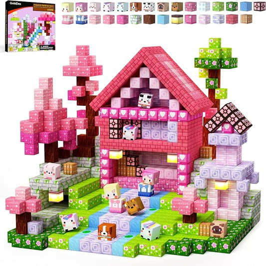 GobiDex 200PCS Magnetic Blocks Kid Building Toys for 3+ Years Old Girls, Upgraded STEM Sensory Gifts for Princess, Kids Magnets Game for Toddler