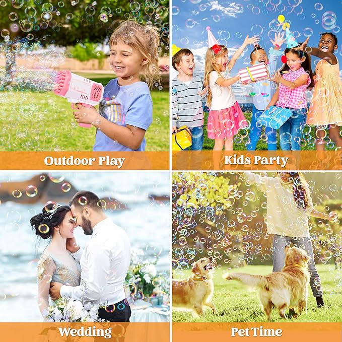 Sloosh 2 PCS Bubble Machine, Bazooka Rocket Shape Bubble Gun Toy for Kids Ages 4-8, Gifts, Adults, Party Favors, Summer, Wedding, Easter