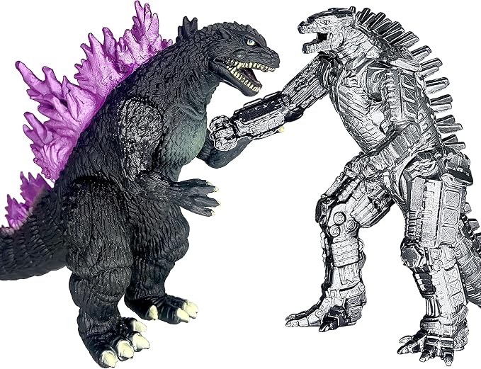TwCare Set of 2 Monster Millennium Mecha MechaGodzilla King of The Monsters Toys, 2021 Movable Joints Action Figures Dinosaur Dragon Movie Series Soft Vinyl, Carry Bag