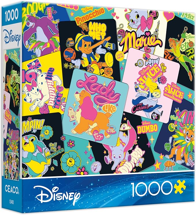 Ceaco - Disney Sticker Collage 1000 Piece Jigsaw Puzzle Challenging and Colorful Puzzle for Adults – Precision-Cut Pieces, Beautiful Artwork, and Hours of Relaxing Fun